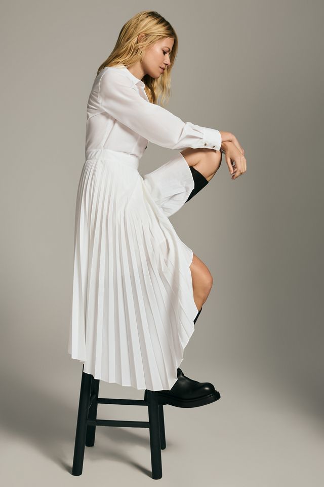 By Anthropologie Pleated Poplin Shirt Dress #4