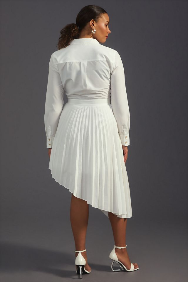 By Anthropologie Pleated Poplin Shirt Dress #8