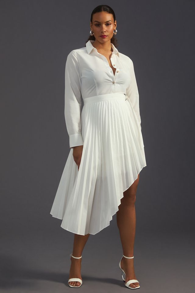 By Anthropologie Pleated Poplin Shirt Dress #10