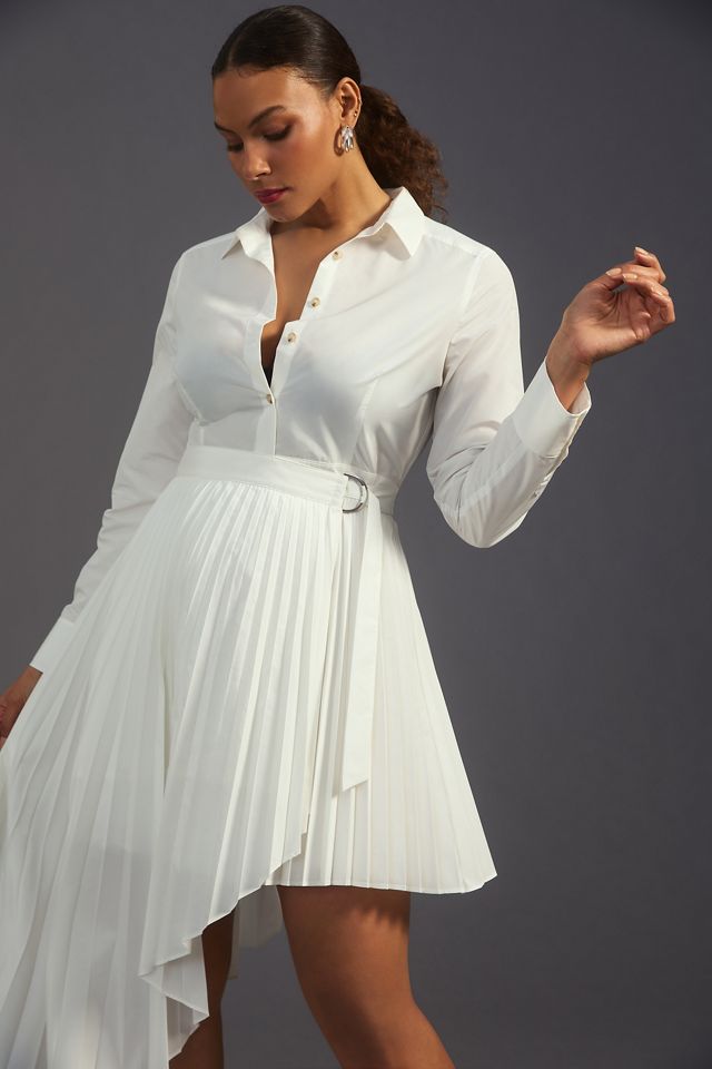 By Anthropologie Pleated Poplin Shirt Dress #6