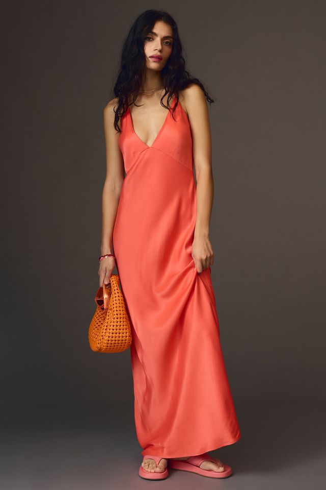 By Anthropologie Plunge VNeck Slip Dress Anthropologie UK