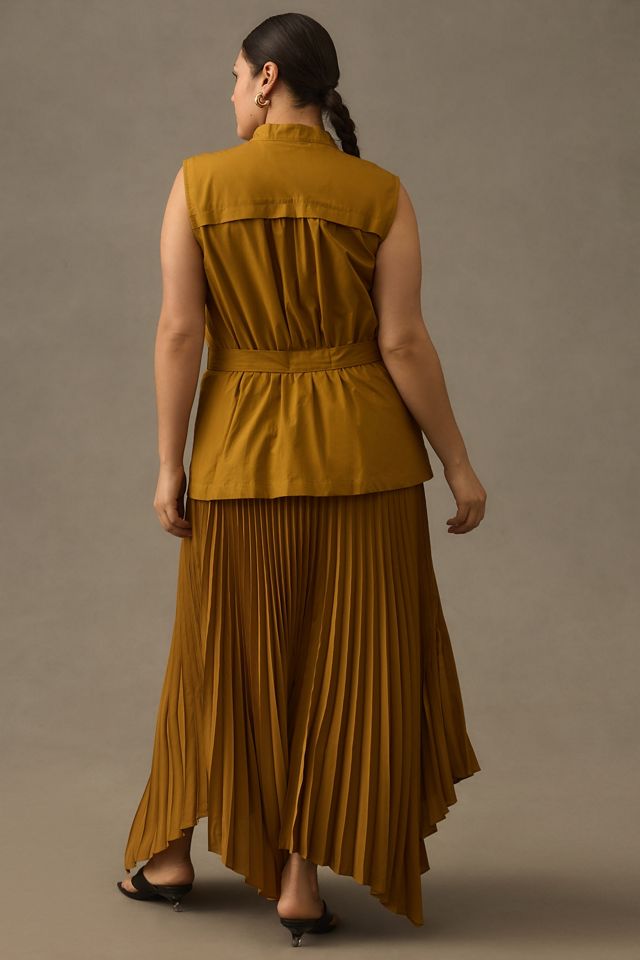 By Anthropologie Sleeveless Vested Pleated Midi Dress #5