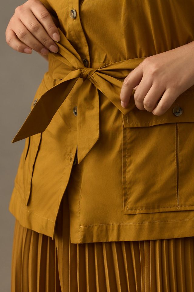 By Anthropologie Sleeveless Vested Pleated Midi Dress #8