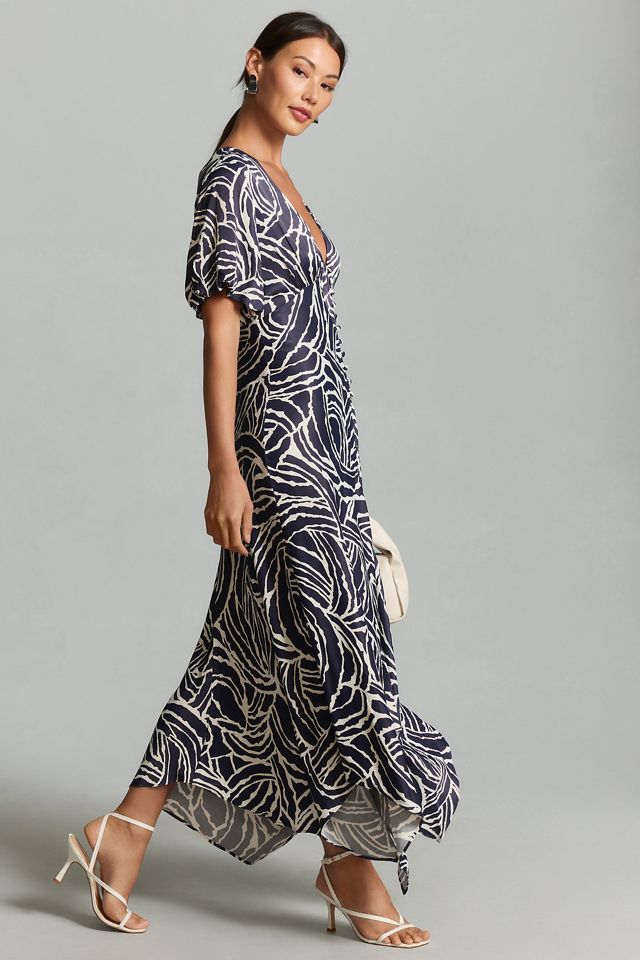 By Anthropologie Short-Sleeve V-Neck Button-Front Midi Dress #3
