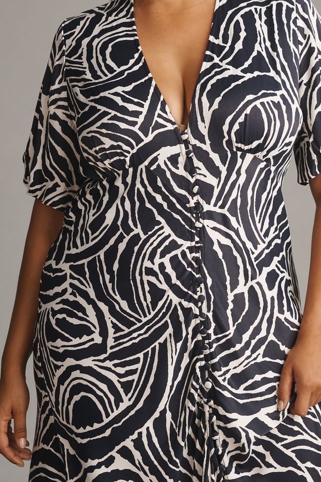 By Anthropologie Short-Sleeve V-Neck Button-Front Midi Dress #5
