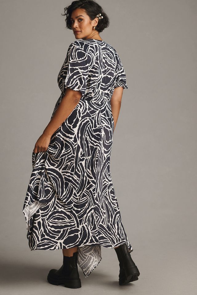 By Anthropologie Short-Sleeve V-Neck Button-Front Midi Dress #6