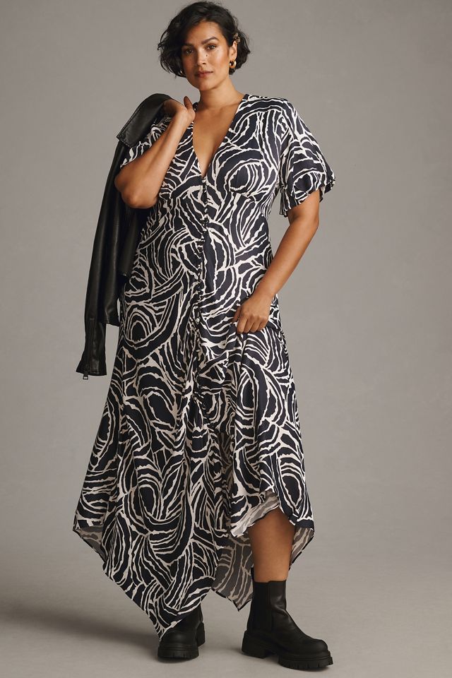By Anthropologie Short-Sleeve V-Neck Button-Front Midi Dress #4