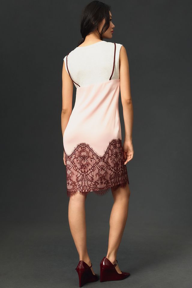 Maeve Lace Layered Sleeveless T-Shirt Slip Dress #1