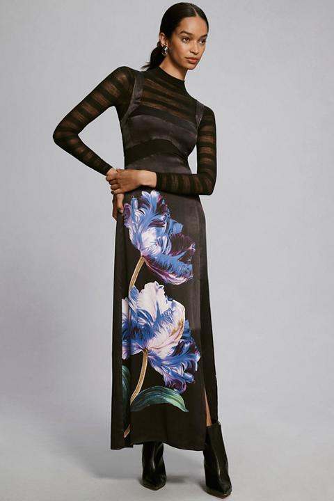 By Anthropologie Sleeveless Floral Slim Maxi Dress