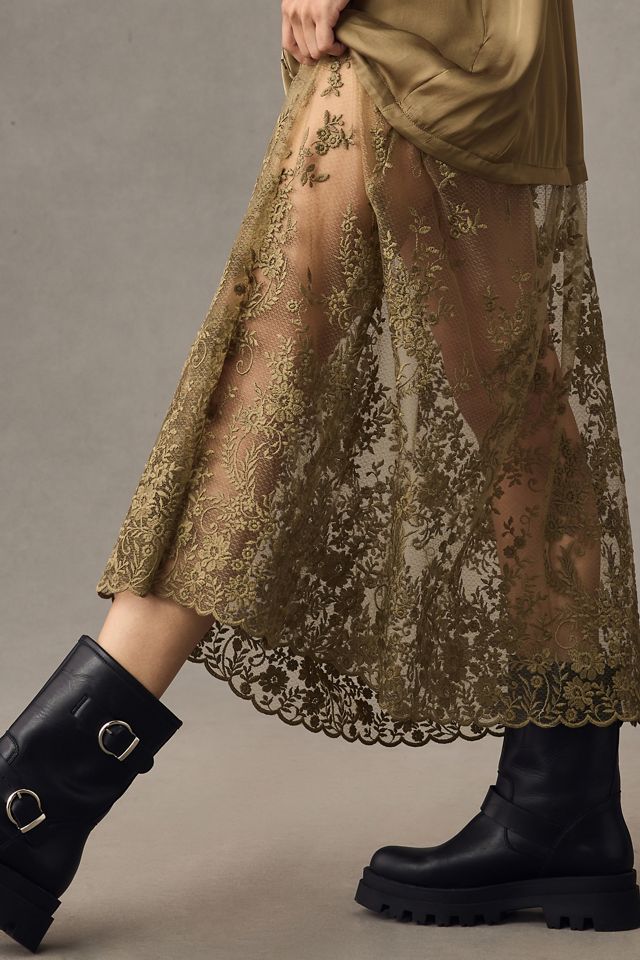 By Anthropologie Lace Mix Twofer Satin Maxi Dress | Anthropologie