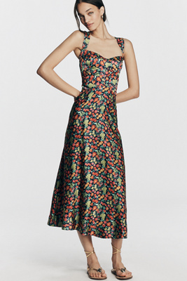 Maeve Sleeveless Seamed Midi Slip Dress In Multi