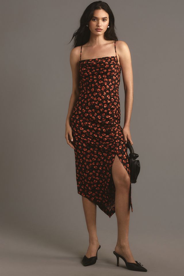By Anthropologie Sleeveless Draped-Back Asymmetrical Midi Slip Dress #3