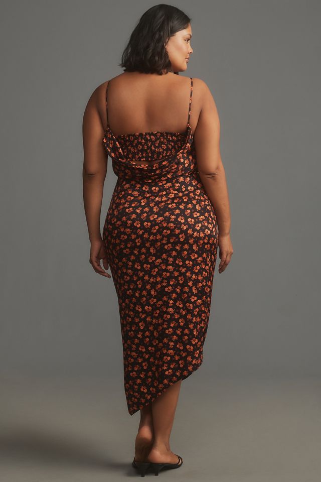 By Anthropologie Sleeveless Draped-Back Asymmetrical Midi Slip Dress #6