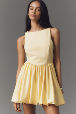 Boat-Neck Bubble Mini Dress