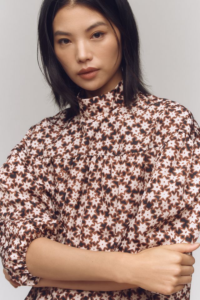 By Anthropologie Long-Sleeve Mock-Neck Swing Mini Dress #3
