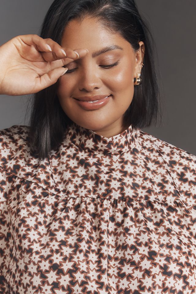 By Anthropologie Long-Sleeve Mock-Neck Swing Mini Dress #7