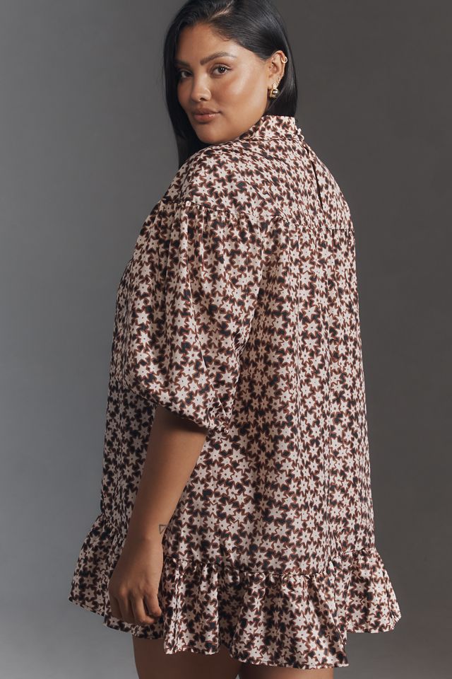By Anthropologie Long-Sleeve Mock-Neck Swing Mini Dress #8
