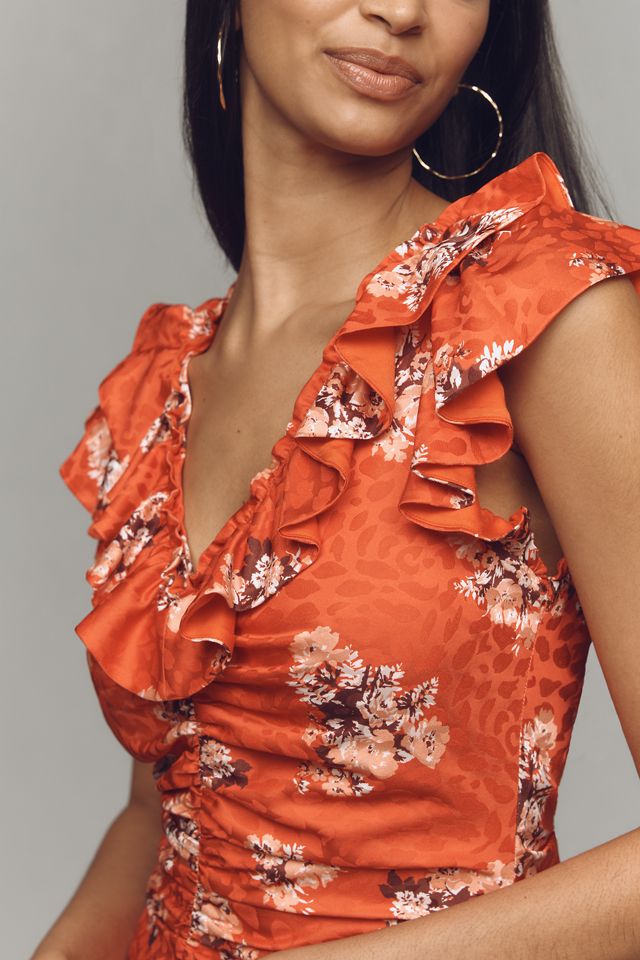 Vestito Midi a V con Arricciature di Anthropologie #3