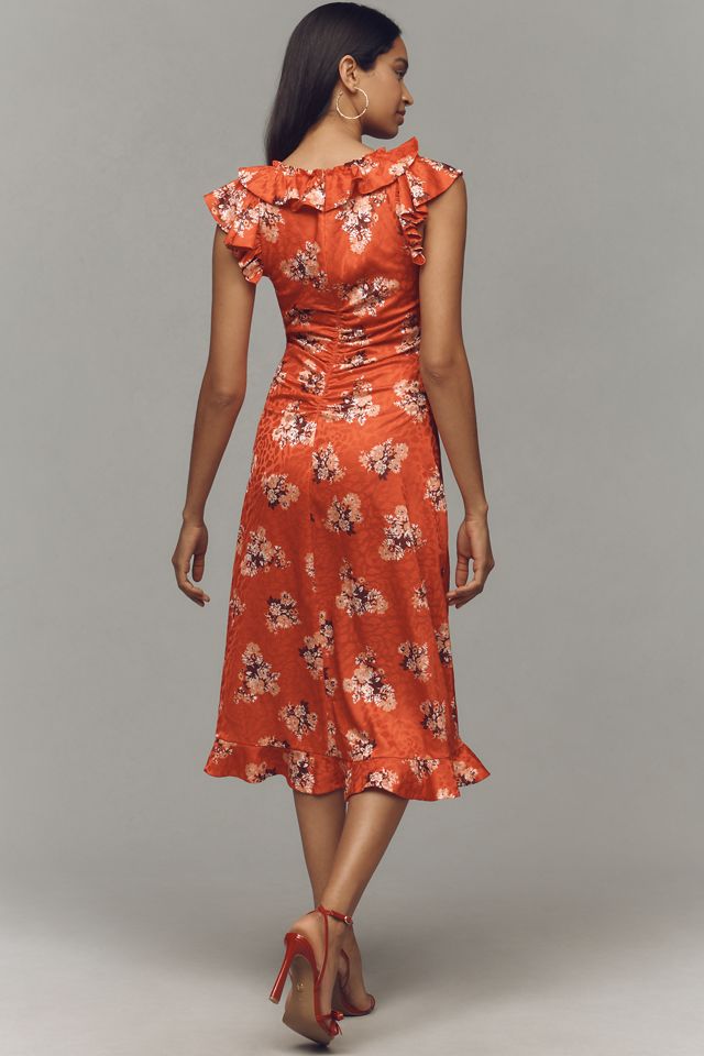 Vestito Midi a V con Arricciature di Anthropologie #1