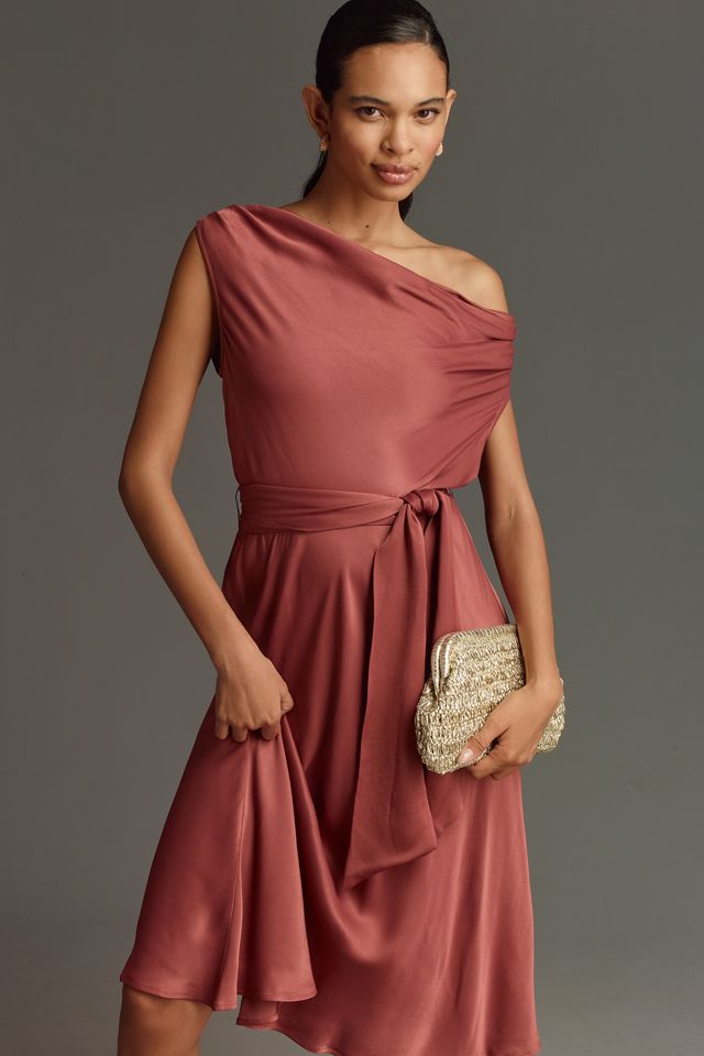 Maeve Asymmetric Tie-Waist Satin Midi Dress #3