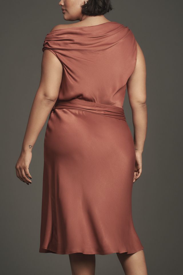 Maeve Asymmetric Tie-Waist Satin Midi Dress #6