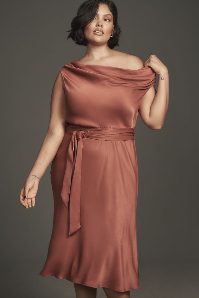 Maeve Asymmetric Tie-Waist Satin Midi Dress #7