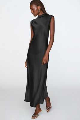 Maeve Charlette Mock-Neck Midi Slip Dress