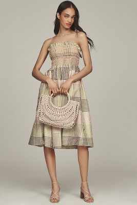 MAEVE STRAPLESS A-LINE MIDI DRESS 