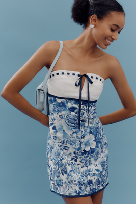 MAEVE STRAPLESS TIE-FRONT MINI DRESS 