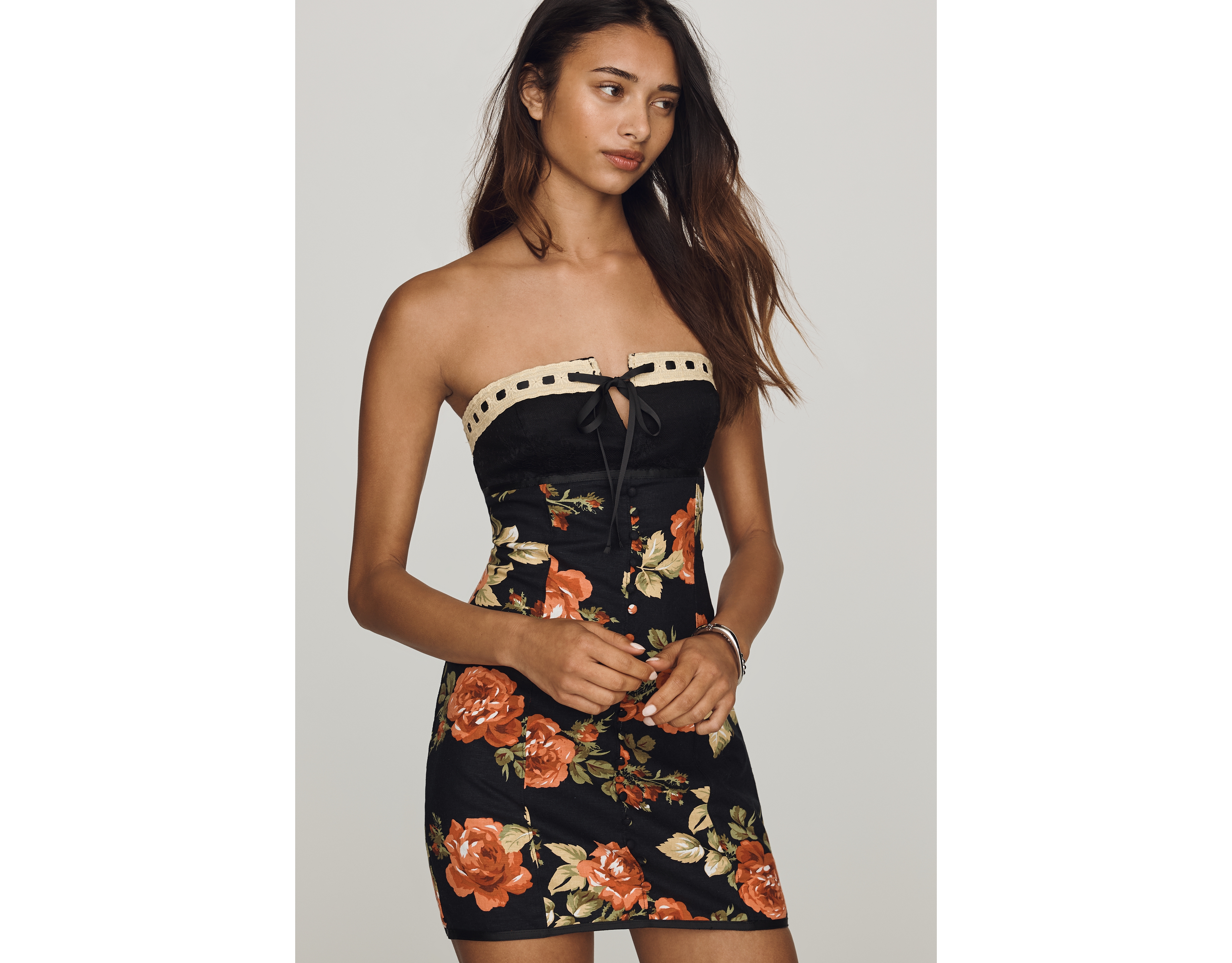 Maeve Strapless Tie-Front Mini Dress