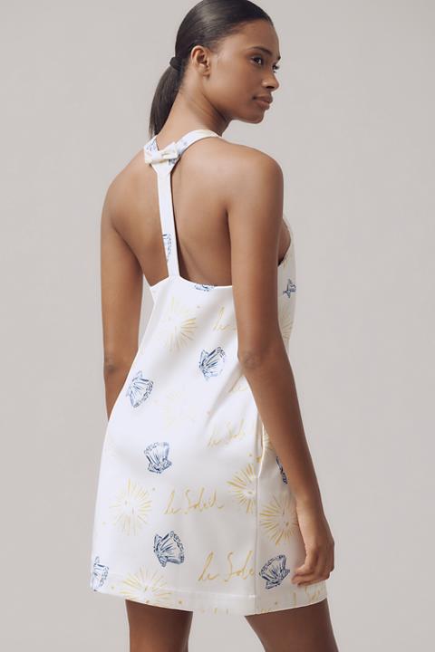 Nephthys Illustrated x Maeve Sleeveless Square-Neck Shift Mini Dress