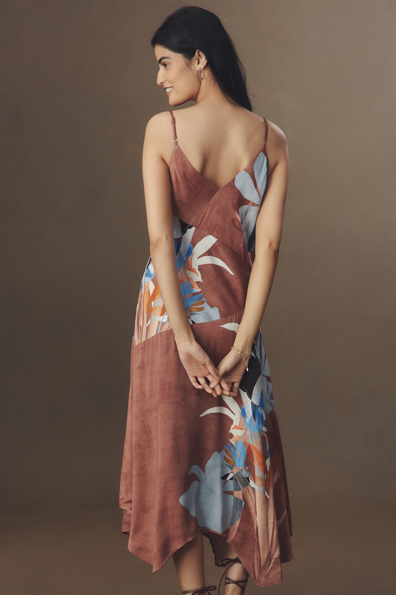By Anthropologie Cowl-Neck Midi Slip Dress