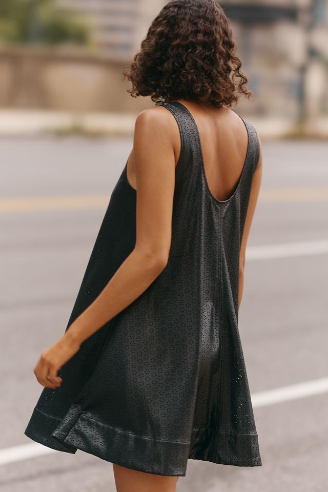 The Keiko Faux-Leather Cutwork Mini Dress by Maeve
