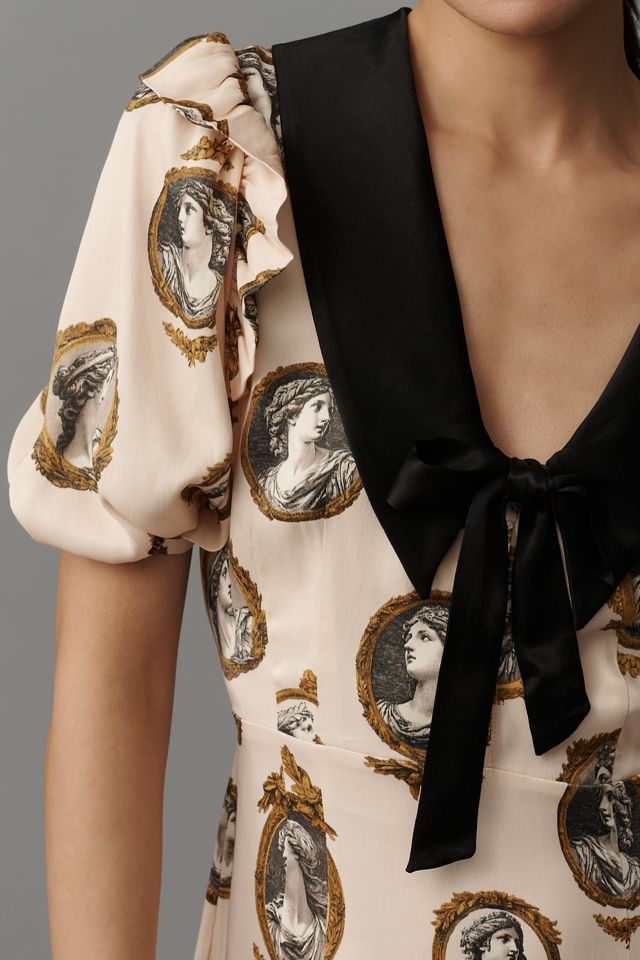 Maeve Satin Portrait Front-Tie Mini Dress #3