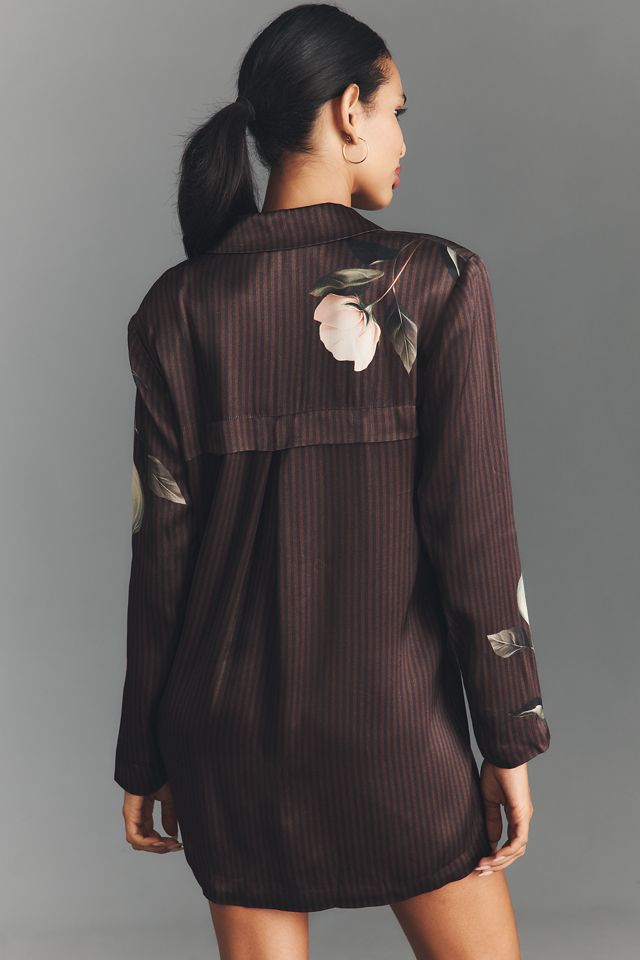 By Anthropologie Robe blazer imprimée en soie #1