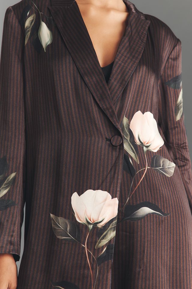 By Anthropologie Robe blazer imprimée en soie #3