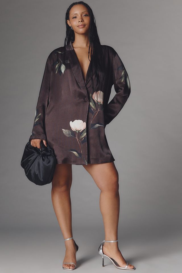By Anthropologie Printed Silky Blazer Mini Dress #5