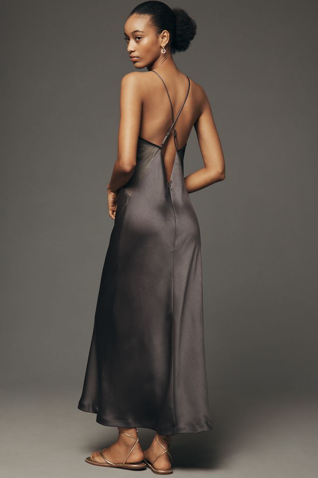 Maeve Mesh Satin Slip Dress | Anthropologie