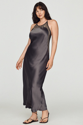 Mesh Satin Slip Dress