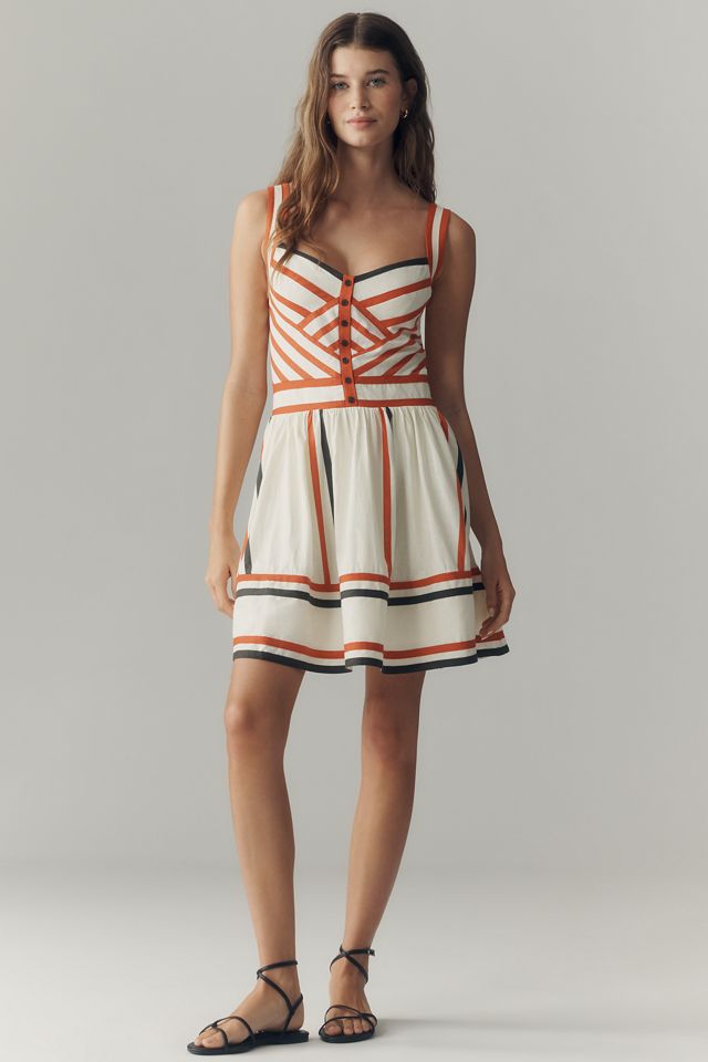 By Anthropologie Linen Geometric Print Mini Dress #1