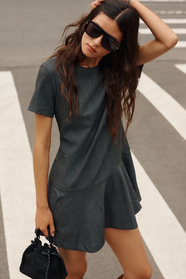 grey swing dress Maeve Drop-Waist Mini Midi dress