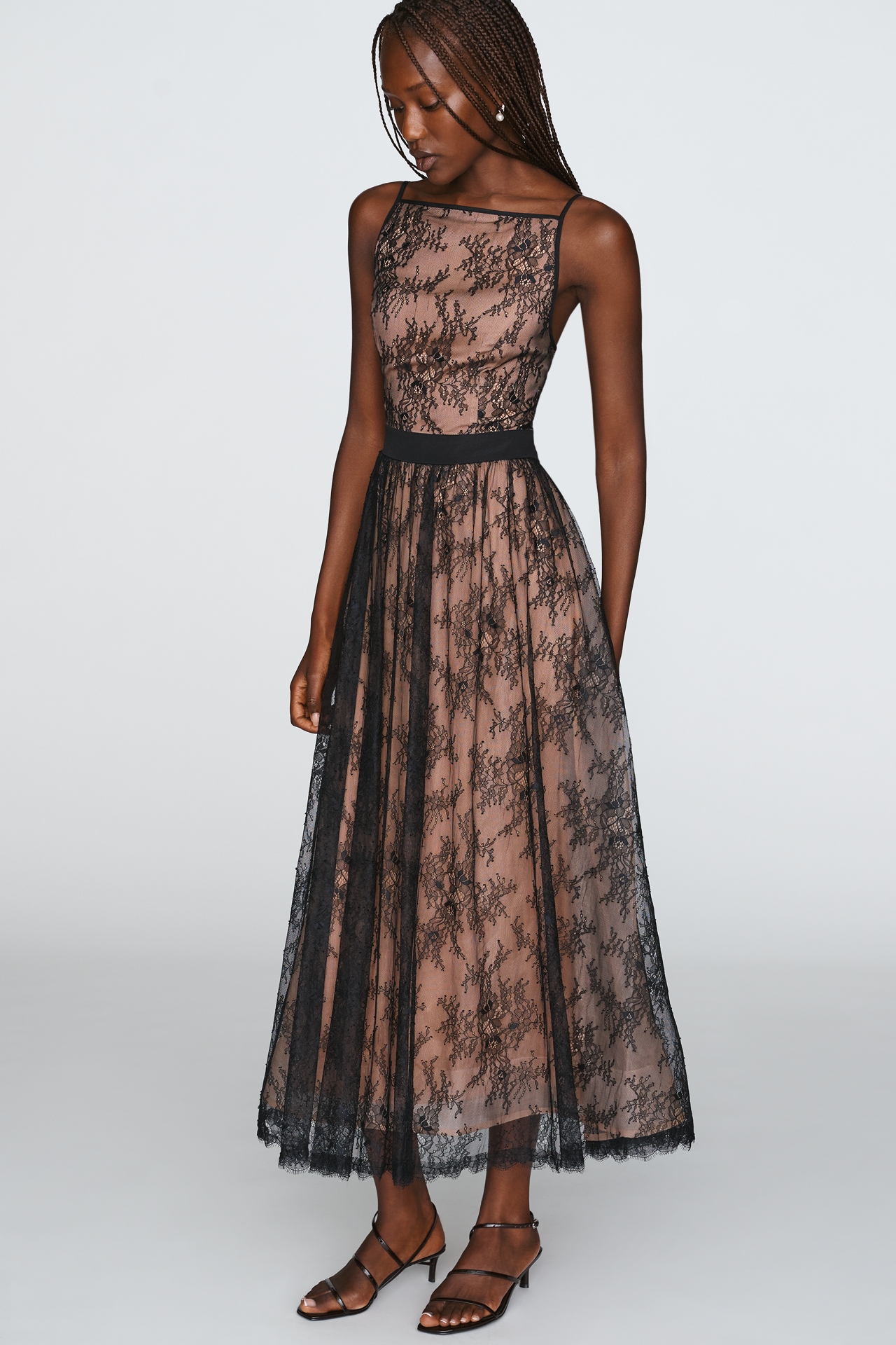 By Anthropologie Lace Organza Midi Dress