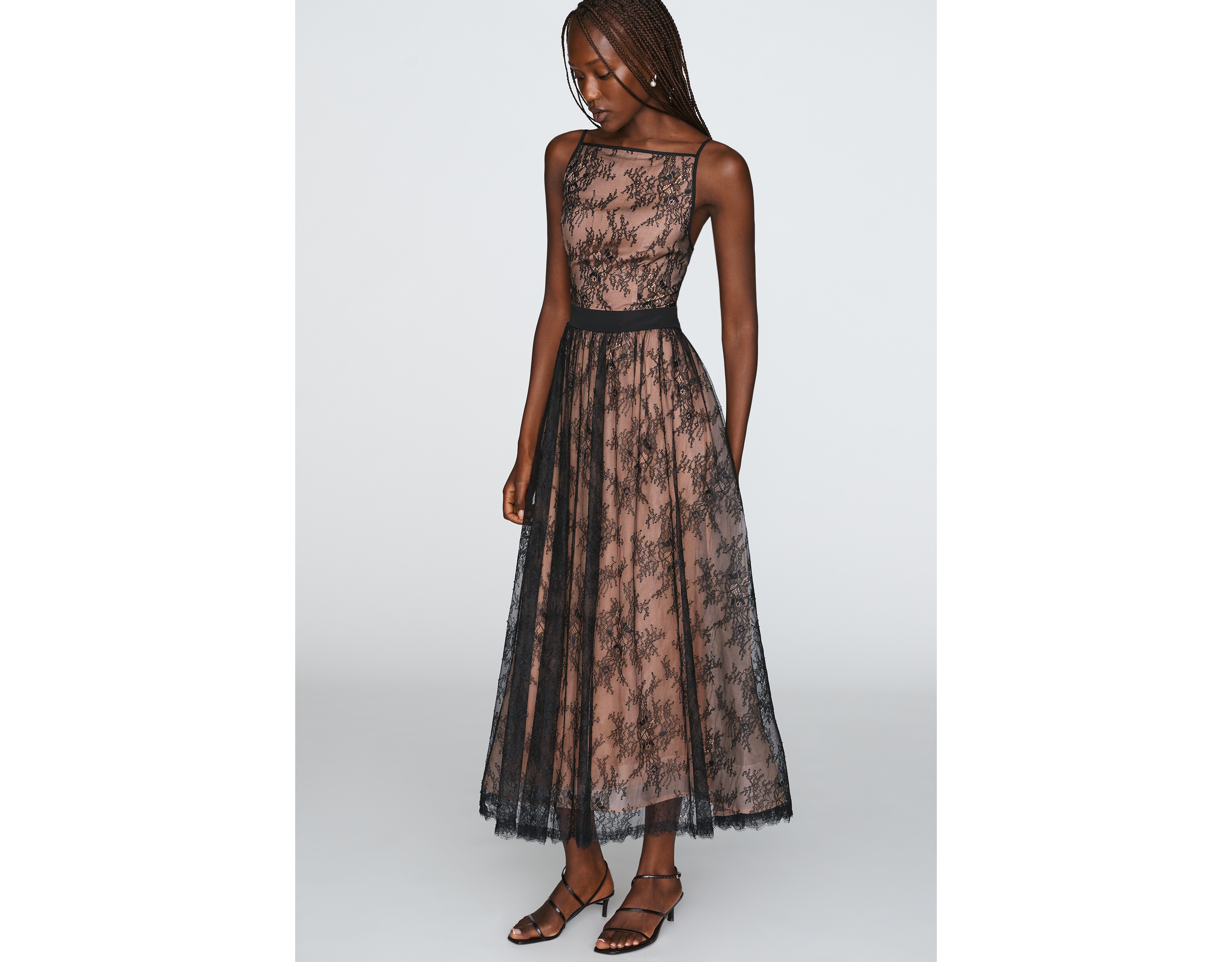 By Anthropologie Lace Organza Midi Dress
