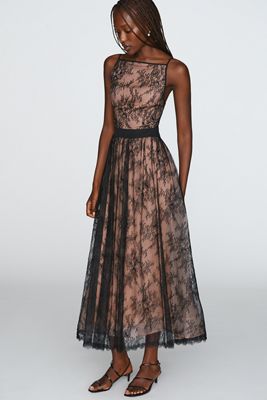 By Anthropologie Lace Organza Midi Dress
