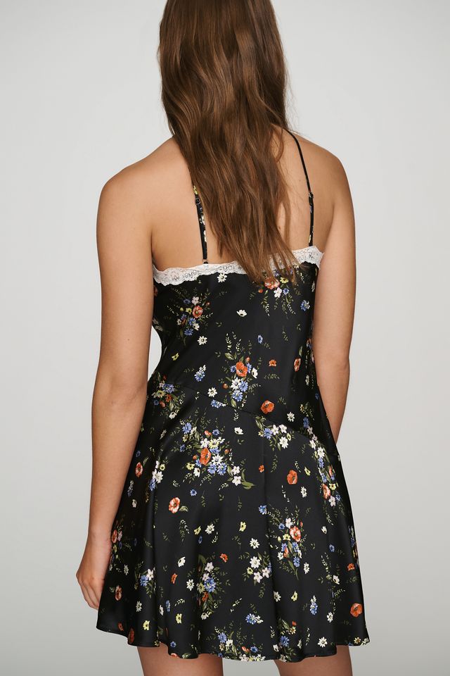 By Anthropologie 100% Silk Lace-Trim Halter Mini Dress #2