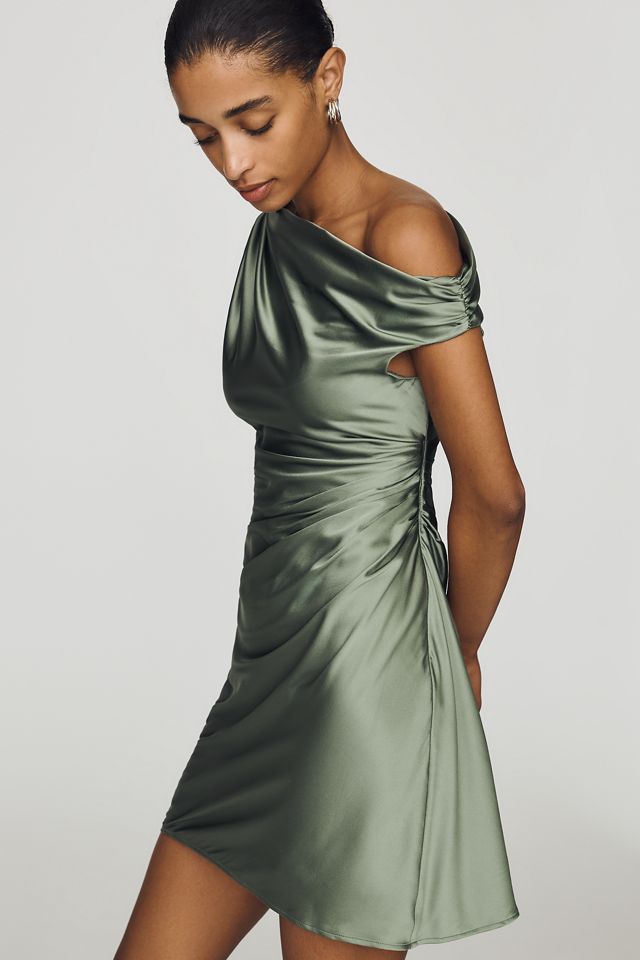 By Anthropologie Asymmetric Stretch Silk Mini Dress #3