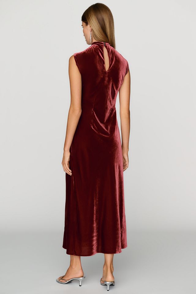 By Anthropologie Samt-Midikleid mit Stehkragen #1