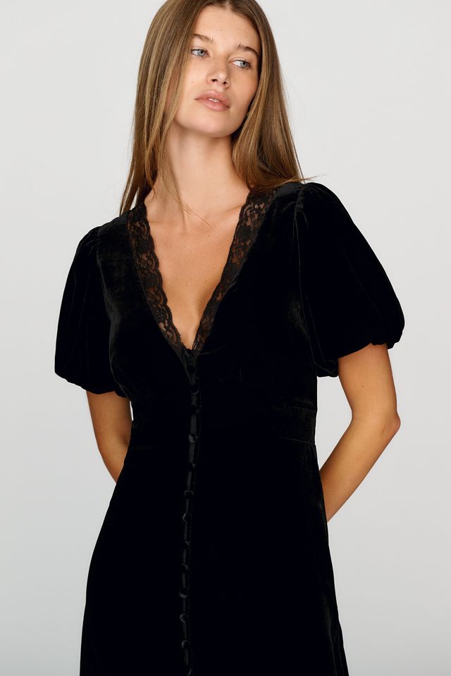 By Anthropologie Katerina Velvet Button-Front Dress #2