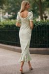 Maude Georgina Puff-Sleeve Scoop-Neck Midi Dress
