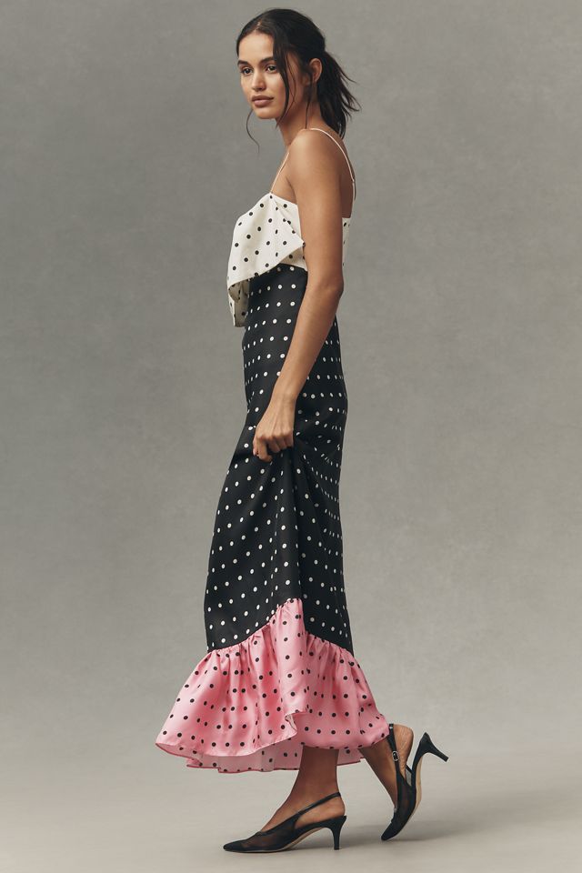 Maude Penelope Sleeveless Bow Ruffle Silk Maxi Dress #1
